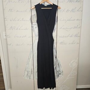 Boden Black Sleeveless Wrap Maxi Dress V-Neck Jersey Womens US 8R